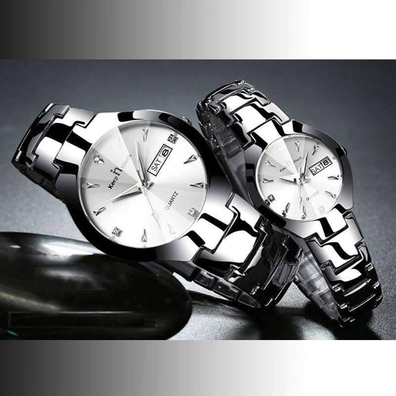 Luxury Fashion Couples Waterproof Dress Calendar Lover Watch Lover's Watches Citytime Watch Factory Store White Silver Pair