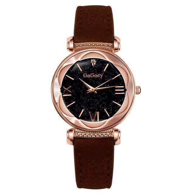 Luxury Fashion Starry Sky Diamond Dress Watch For Women Women's Watches Men's Women's Wrist watches Store Brown