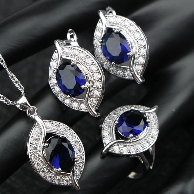 Luxury Stone Jewelry Sets Bridal Jewelry Sets Cop-rose Store Blue 9