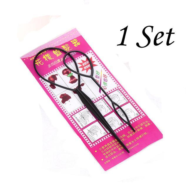 Magic Plastic Ponytail Hair Loop Styling Tool Braiders Old Street Salon Store Black 1 set