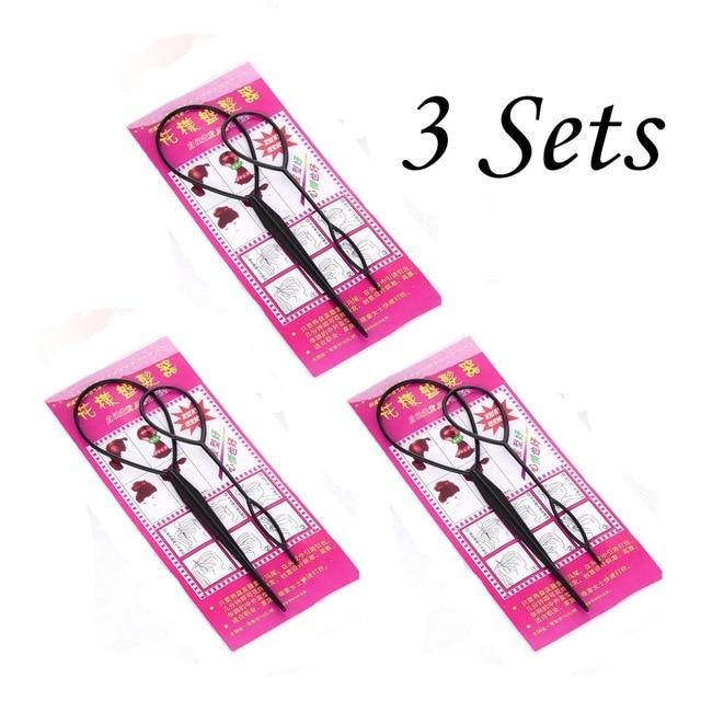 Magic Plastic Ponytail Hair Loop Styling Tool Braiders Old Street Salon Store Black 3 sets