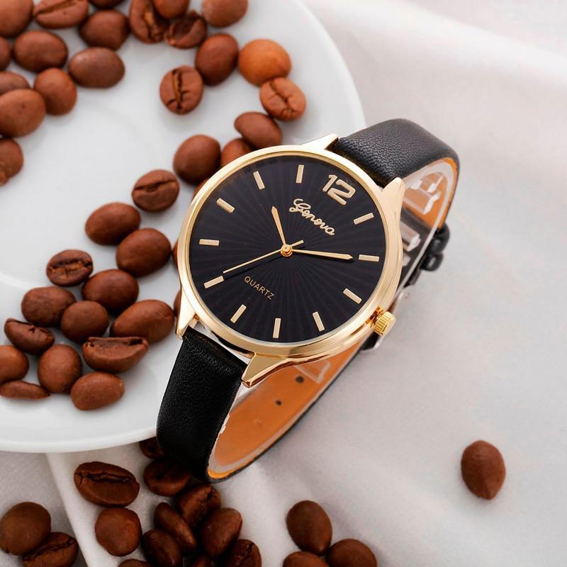 Malloom Casual Leather Quartz Watch Women's Watches Puscard Watches Store