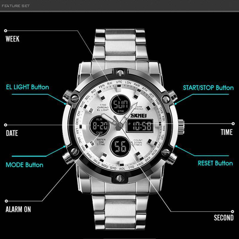 Men's Full Steel LED Digital Sports Watch Quartz Watches Readeel Watch Store