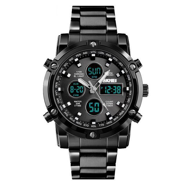 Men's Full Steel LED Digital Sports Watch Quartz Watches Readeel Watch Store Black