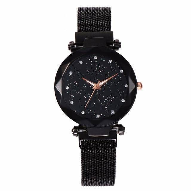 Mesh Magnet Buckle Starry Sky Quartz Watches Women's Watches Aiwise Store black