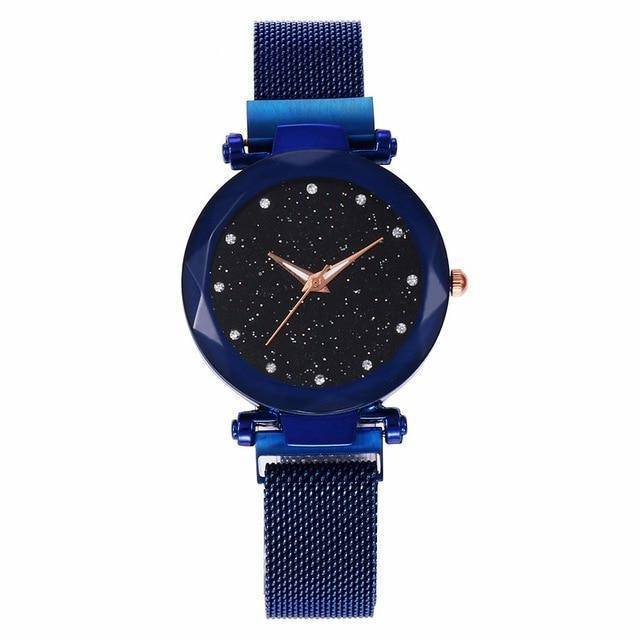 Mesh Magnet Buckle Starry Sky Quartz Watches Women's Watches Aiwise Store blue
