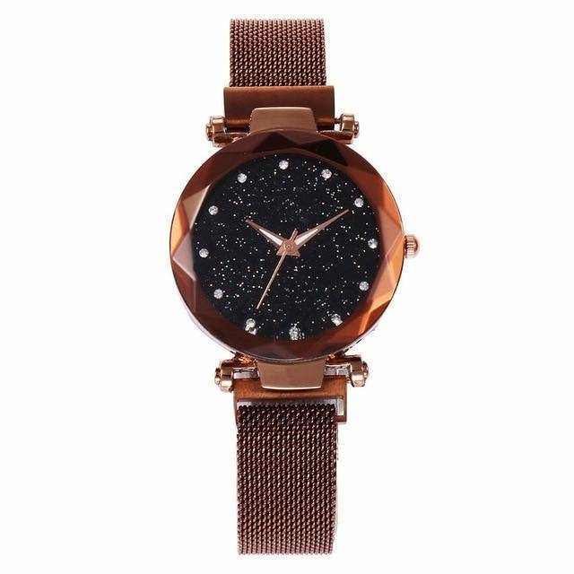 Mesh Magnet Buckle Starry Sky Quartz Watches Women's Watches Aiwise Store brown