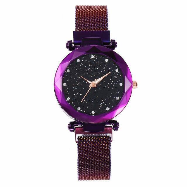 Mesh Magnet Buckle Starry Sky Quartz Watches Women's Watches Aiwise Store purple