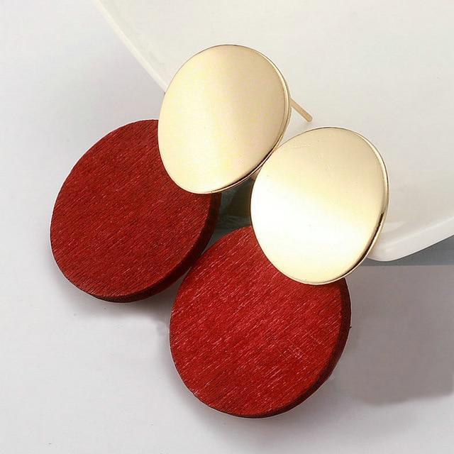 Metal Drop Dangle Earrings Drop Earrings LOVBEAFAS Official Store Gold Red