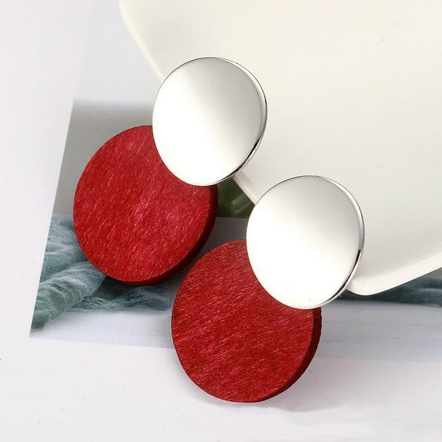 Metal Drop Dangle Earrings Drop Earrings LOVBEAFAS Official Store Silver Red