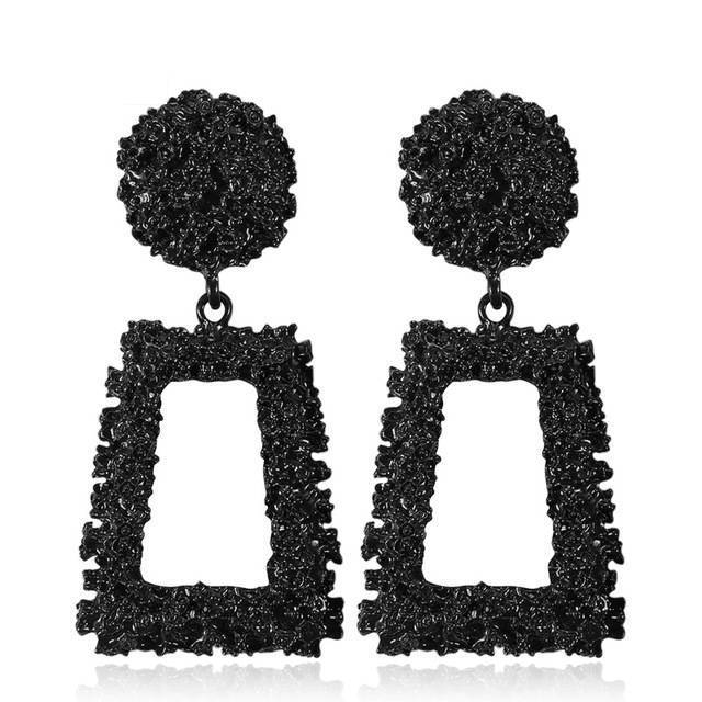 Metal Long Big Drop Earrings Drop Earrings BFH Official Store Black