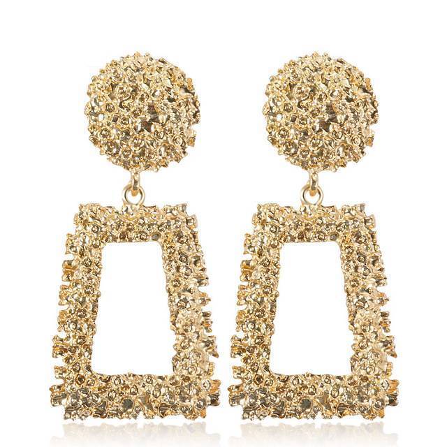 Metal Long Big Drop Earrings Drop Earrings BFH Official Store Gold