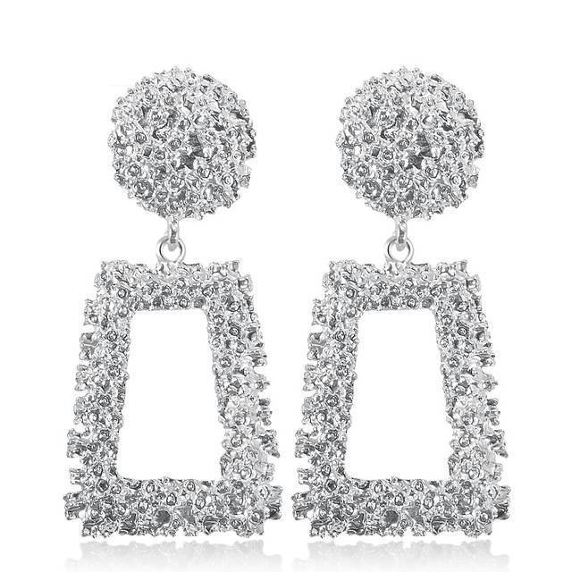Metal Long Big Drop Earrings Drop Earrings BFH Official Store Silver