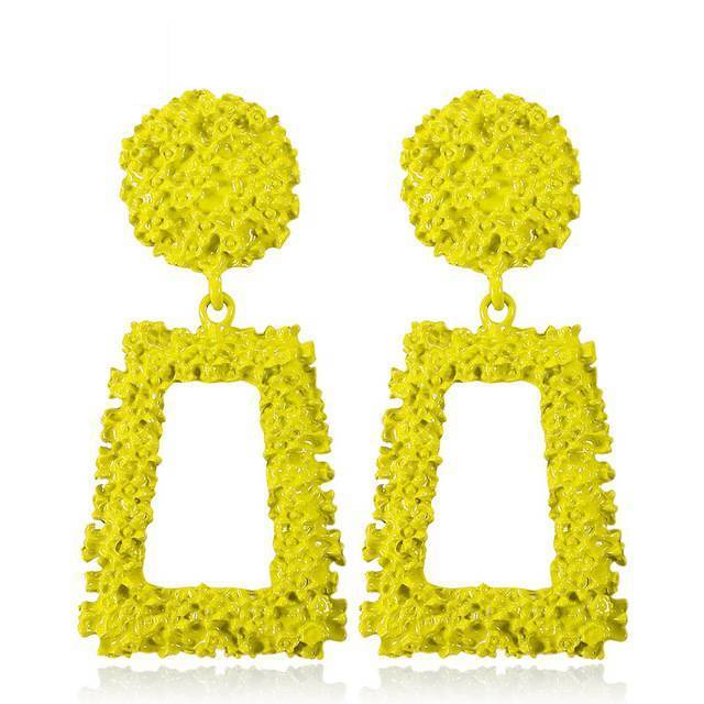 Metal Long Big Drop Earrings Drop Earrings BFH Official Store Yellow
