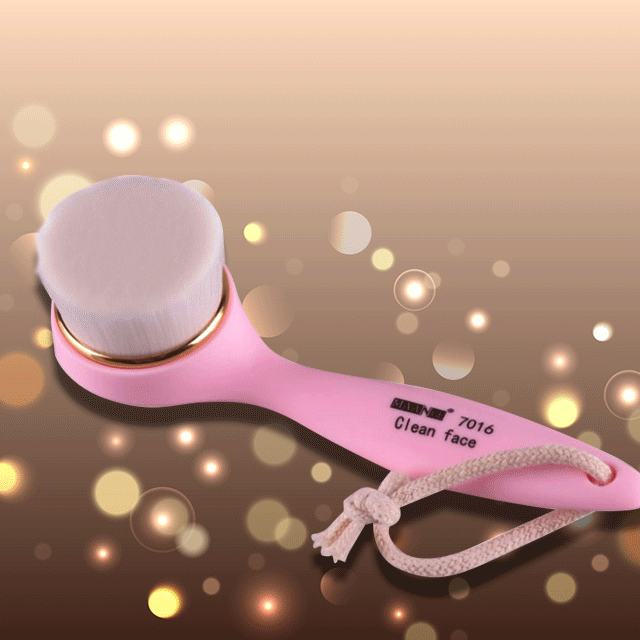 Mild Fiber Non-Electric Oval Brush Long Handle Make Up Skin Cleanser Cleansers VV Beautiful Girl Store Pink