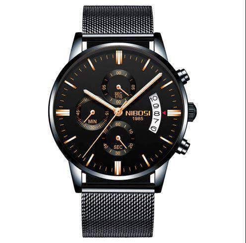 Military Fashion Anti Magnetic Casual Dress Quartz Watch For Men Quartz Watches NIBOSI Official Store Black RoseHand Alloy