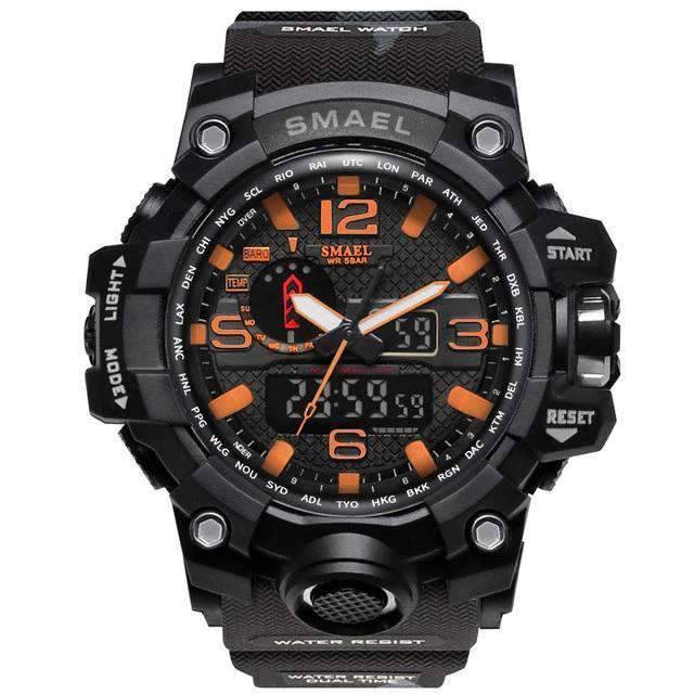 Military LED Display Electronic Quartz Watch For Men Quartz Watches 12 Watch Store Black orange