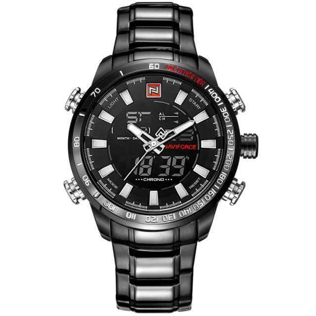 Military LED Display Stainless Steel Quartz Watch For Men Quartz Watches damon zone Store