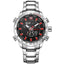 Military LED Display Stainless Steel Quartz Watch For Men Quartz Watches damon zone Store Silver Red