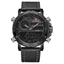 Military LED Leather Strap Waterproof Quartz Watch For Men Quartz Watches NAVIFORCE Outlets Store Black Grey