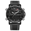 Military LED Leather Strap Waterproof Quartz Watch For Men Quartz Watches NAVIFORCE Outlets Store Black White