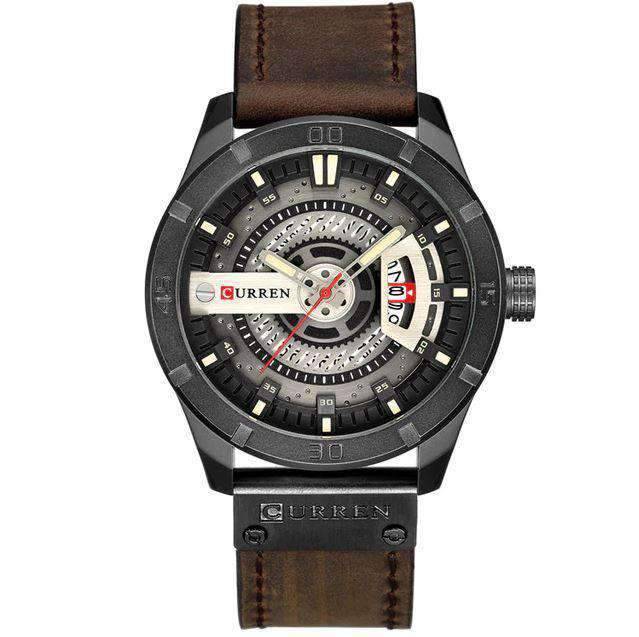 Military Waterproof Casual Leather Quartz Watch For Men Quartz Watches Chinese Watch factory black