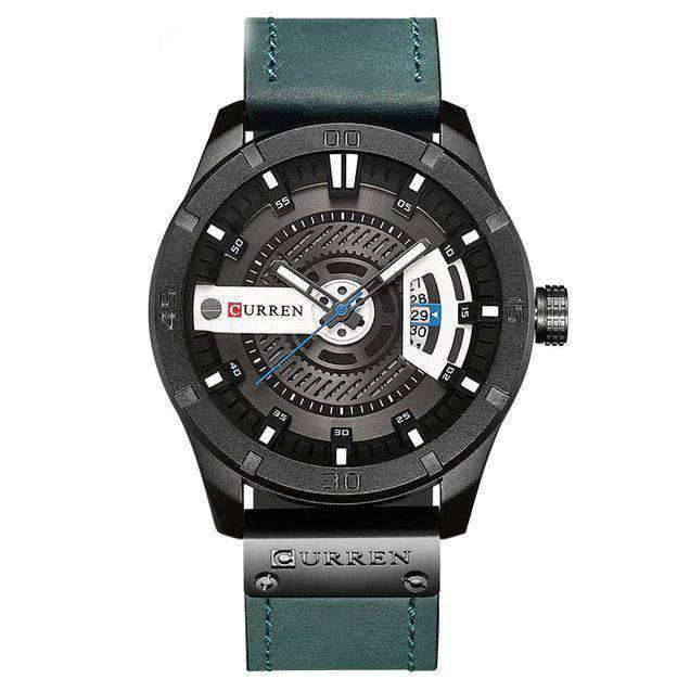 Military Waterproof Casual Leather Quartz Watch For Men Quartz Watches Chinese Watch factory black blue
