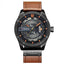 Military Waterproof Casual Leather Quartz Watch For Men Quartz Watches Chinese Watch factory black orange