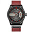 Military Waterproof Casual Leather Quartz Watch For Men Quartz Watches Chinese Watch factory black red