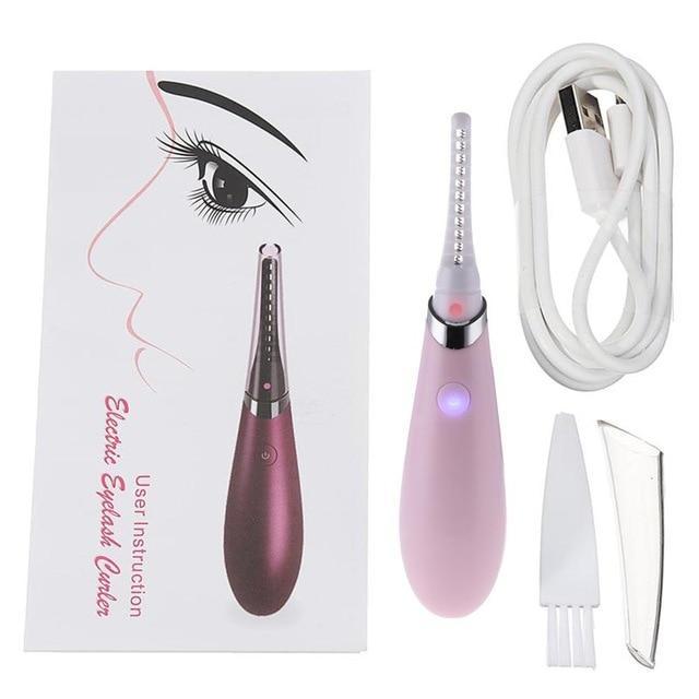 Mini USB Electric Ironing Eye Makeup Heated Eyelash Curler Eyelash Curler Catch Beautiful Store Pink