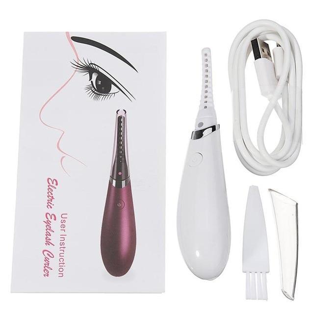 Mini USB Electric Ironing Eye Makeup Heated Eyelash Curler Eyelash Curler Catch Beautiful Store White