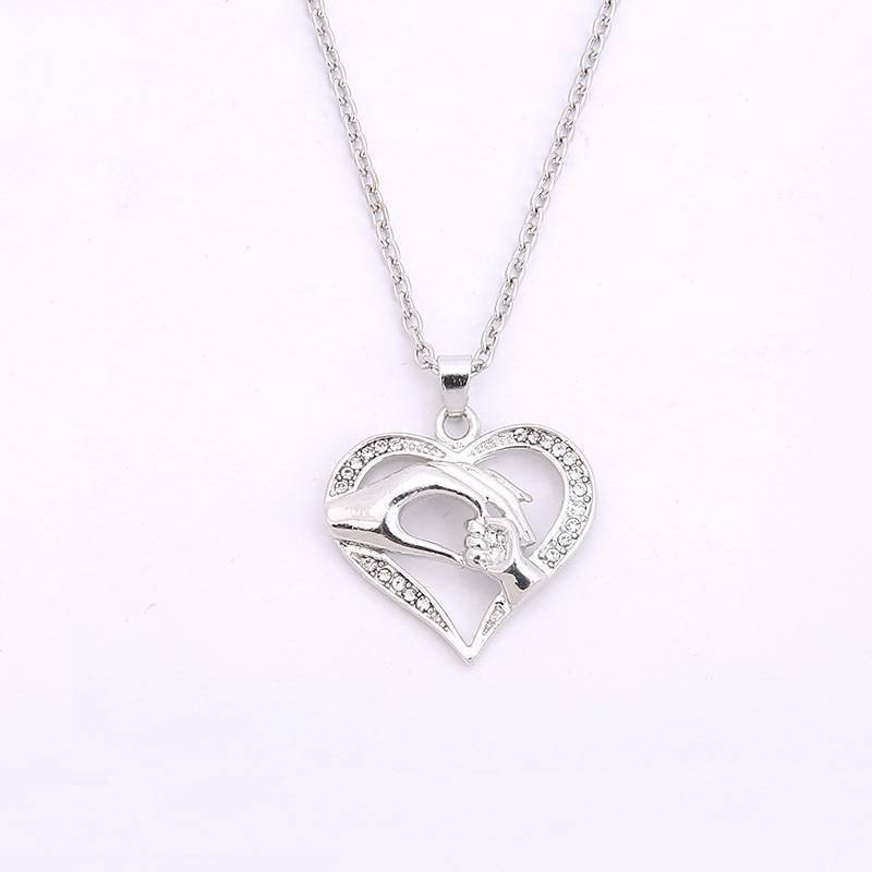 Mother Child Hand in Hand Necklace Pendant Necklaces yanqifei Store