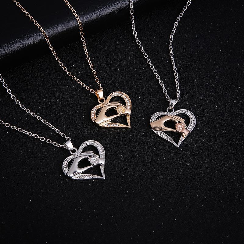Mother Child Hand in Hand Necklace Pendant Necklaces yanqifei Store