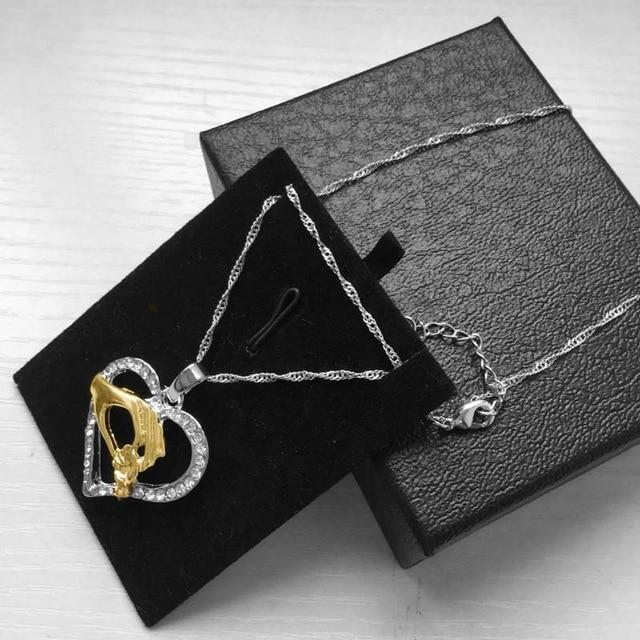 Mother Child Hand in Hand Necklace Pendant Necklaces yanqifei Store gold box