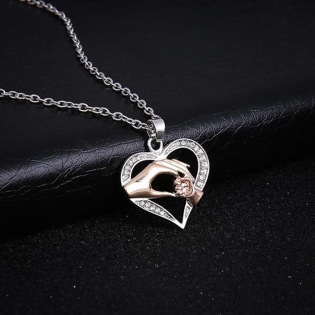 Mother Child Hand in Hand Necklace Pendant Necklaces yanqifei Store three color rolo