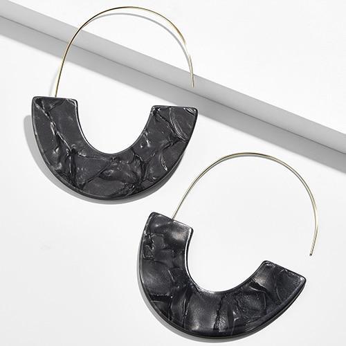 Multicolor Big Hook Semicircle Earrings Drop Earrings onekiss Official Store Black