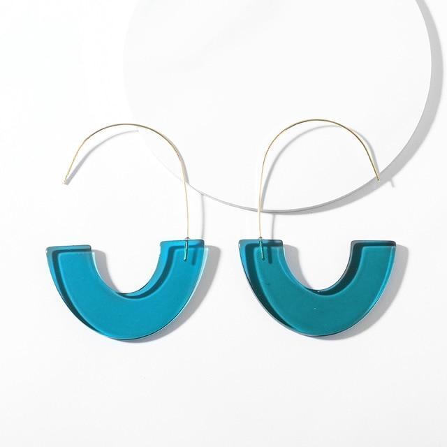 Multicolor Big Hook Semicircle Earrings Drop Earrings onekiss Official Store Blue