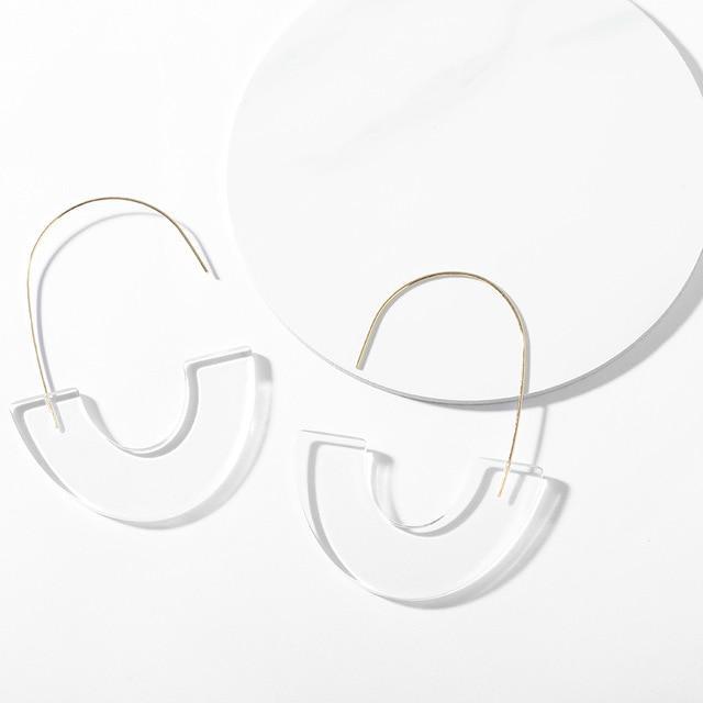Multicolor Big Hook Semicircle Earrings Drop Earrings onekiss Official Store Clear