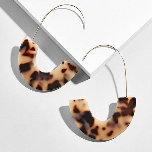 Multicolor Big Hook Semicircle Earrings Drop Earrings onekiss Official Store Leopard