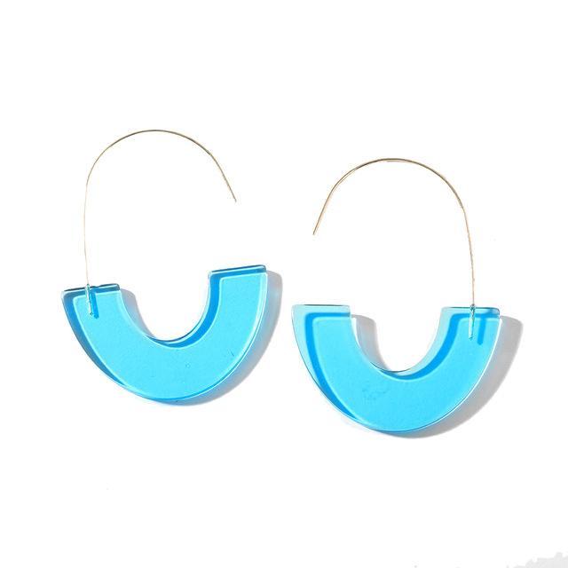 Multicolor Big Hook Semicircle Earrings Drop Earrings onekiss Official Store Light blue