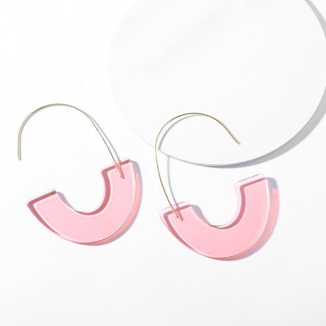 Multicolor Big Hook Semicircle Earrings Drop Earrings onekiss Official Store Light Pink