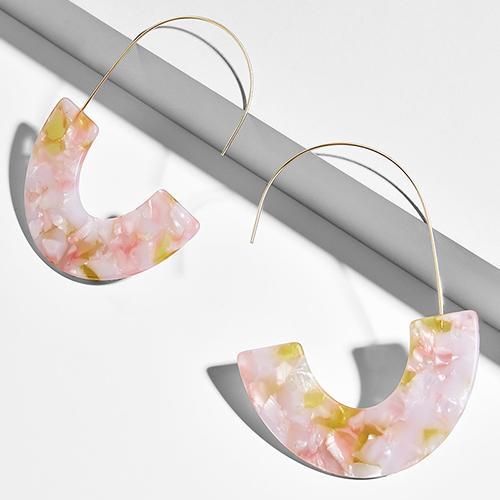 Multicolor Big Hook Semicircle Earrings Drop Earrings onekiss Official Store Pink