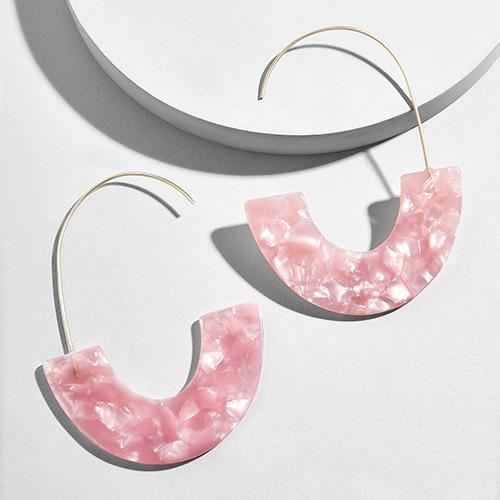 Multicolor Big Hook Semicircle Earrings Drop Earrings onekiss Official Store Pink1
