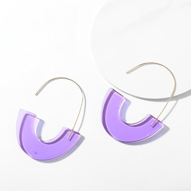 Multicolor Big Hook Semicircle Earrings Drop Earrings onekiss Official Store Purple