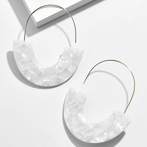 Multicolor Big Hook Semicircle Earrings Drop Earrings onekiss Official Store White