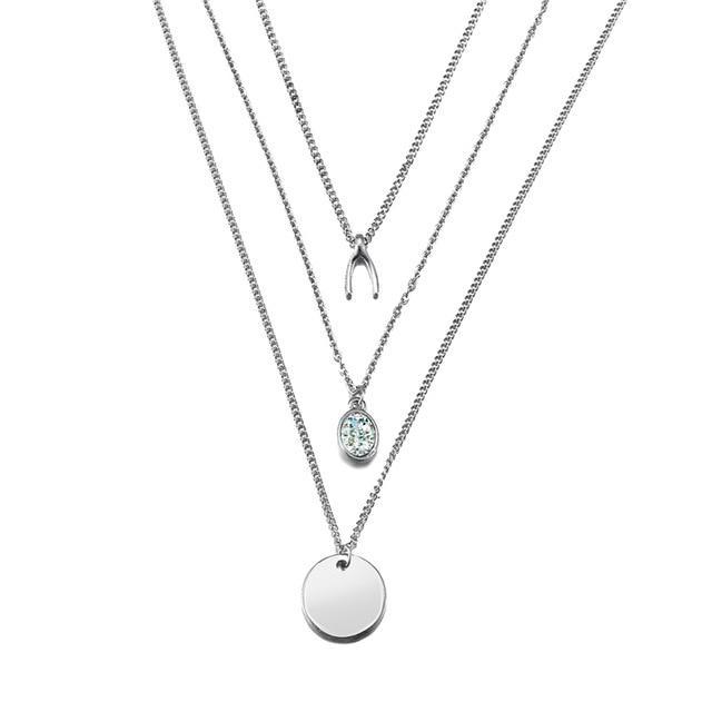 Multilayer Carved Coin Necklace Chain Necklaces AY A Store FOV49125