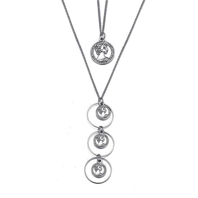 Multilayer Carved Coin Necklace Chain Necklaces AY A Store FOV61225