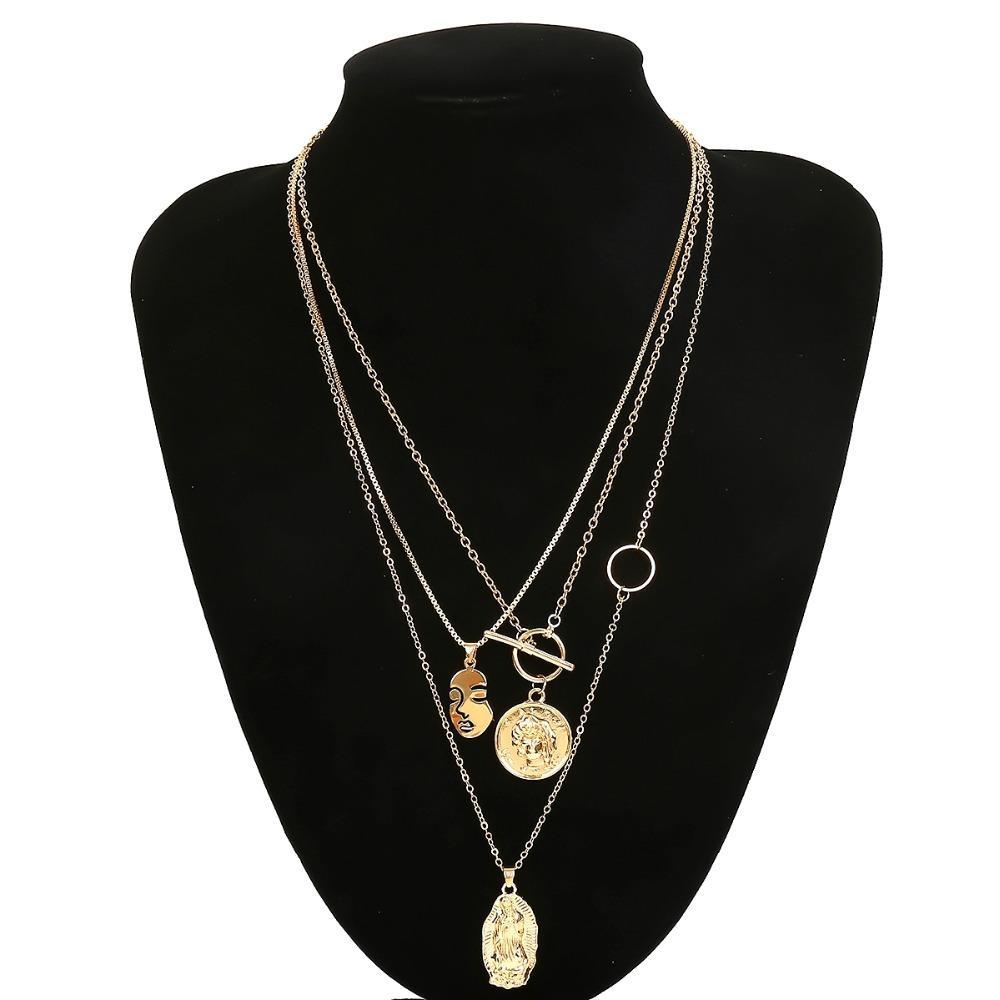 Multilayer Choker Pendant Necklace Pendant Necklaces IngeSight.Z IngeSightZ Store