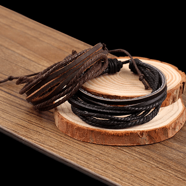 Multilayer Leather Handmade Bracelets for Men Wrap Bracelets IF ME Official Store