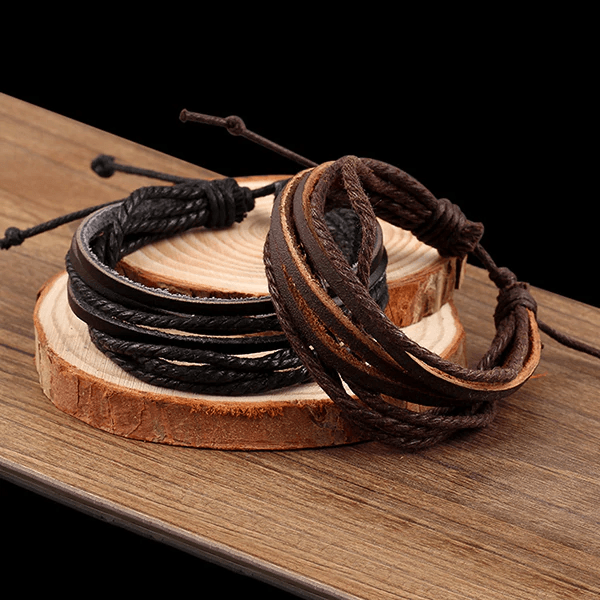 Multilayer Leather Handmade Bracelets for Men Wrap Bracelets IF ME Official Store